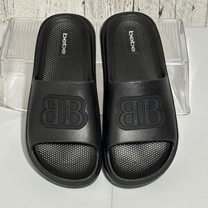 Bebé Womens Pool,beach  Sandal Platform Black Size 7 NWT 3D Logo